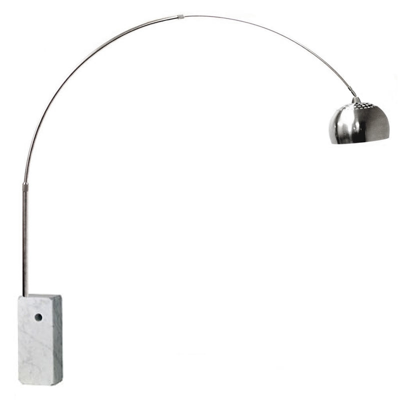 Lámpara de pie arco metal cromo mármol blanco E27 - LGLP0004
