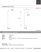 Lámpara de pie metal blanco Ø15x1,295 cm G9 - LGLP0017