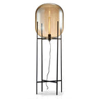 Lámpara de pie vidrio metal ámbar negro Ø44x1,40 cm E27 - LGLP0018