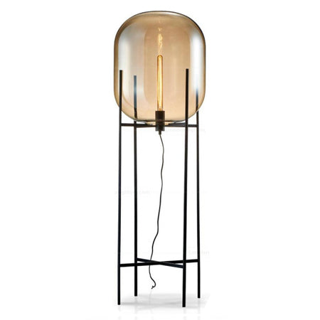 Lámpara de pie vidrio metal ámbar negro Ø44x1,40 cm E27 - LGLP0018