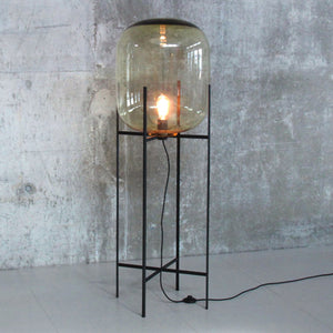 Lámpara de pie vidrio metal ámbar negro Ø44x1,40 cm E27 - LGLP0018