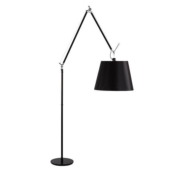 Lámpara de pie metal cromo negro pantalla de tela E27 - LGLP0023