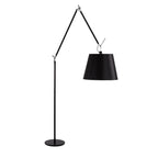 Lámpara de pie metal cromo negro pantalla de tela E27 - LGLP0023