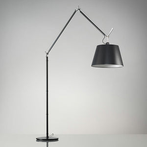 Lámpara de pie metal cromo negro pantalla de tela E27 - LGLP0023