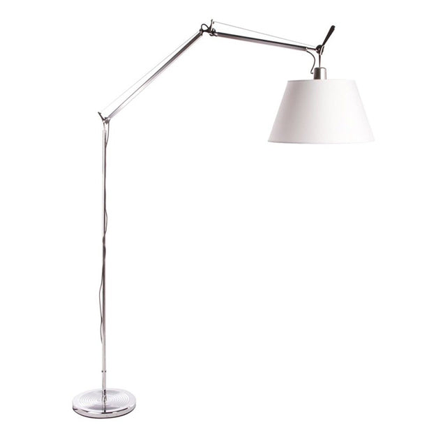 Lámpara de pie metal cromo blanco pantalla de tela E27 - LGLP0024