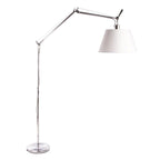Lámpara de pie metal cromo blanco pantalla de tela E27 - LGLP0024