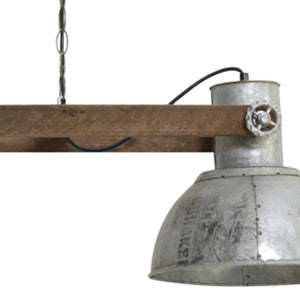 Lámpara colgante metal plata envejecida madera café 28x282 luces E27 - LLLC0202