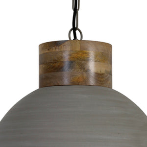 Lámpara colgante metal gris madera natural Ø40x36cm E27 - LLLC0228