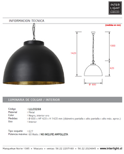 Lámpara colgante metal negro Ø 60 cm E27 - LLLC0268
