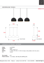 Lámpara colgante metal negro 1,20 mt. 3 luces cm E27 - LLLC0269
