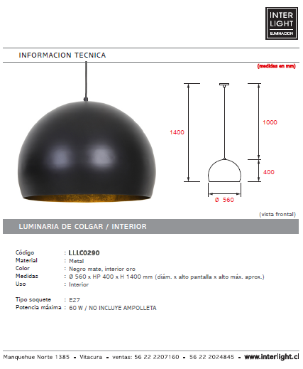 Lámpara colgante metal negro mate Ø 56 cm E27 - LLLC0290