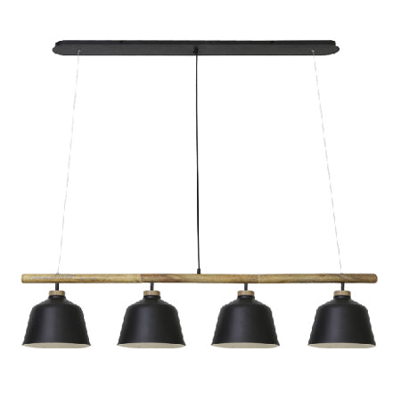 Lámpara de metal madera negro natural 1,32x26 cm 4 luces E27 - LLLC0312