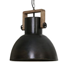 Cargar imagen en el visor de la galería, Lámpara colgante metal madera negro Ø 39 cm E27 - LLLC0330
