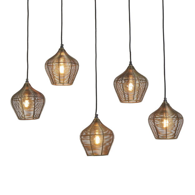 Lámpara colgante metal bronce envejecido 1,00x22 cm 5 luces E27 - LLLC0375
