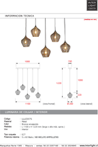 Lámpara colgante metal bronce envejecido 1,00x22 cm 5 luces E27 - LLLC0375