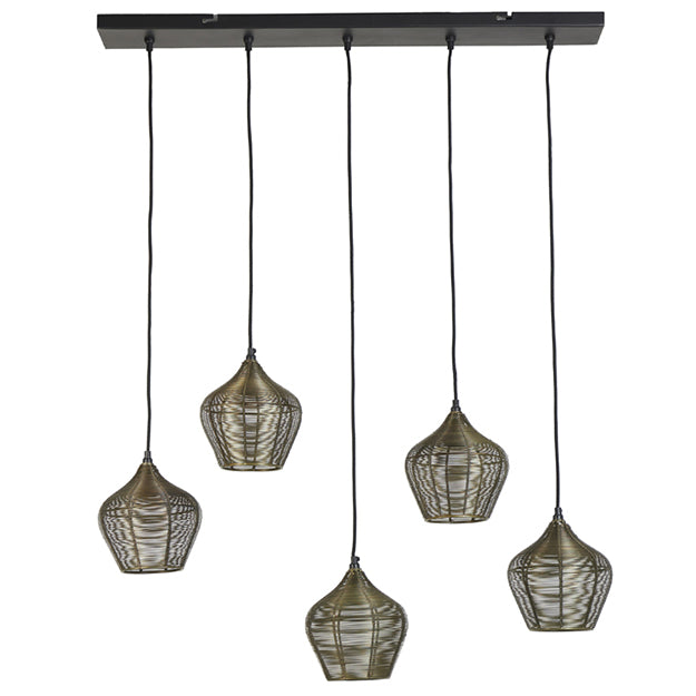 Lámpara colgante metal bronce envejecido 1,00x22 cm 5 luces E27 - LLLC0375