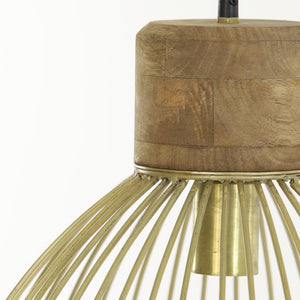 Lámpara colgante metal madera bronce envejecido natural Ø40 cm E27 - LLLC0396