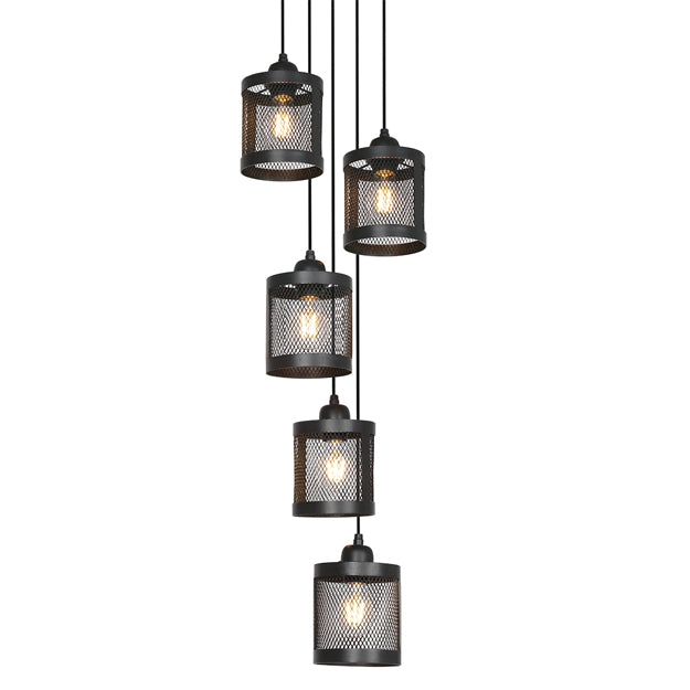 Lámpara colgante metal negro Ø26 cm 5 luces E27 - LLLC0424