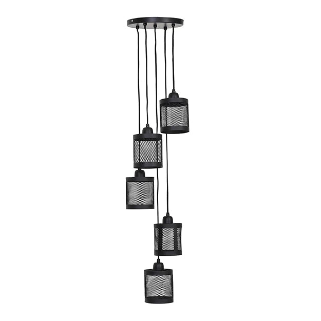 Lámpara colgante metal negro Ø26 cm 5 luces E27 - LLLC0424