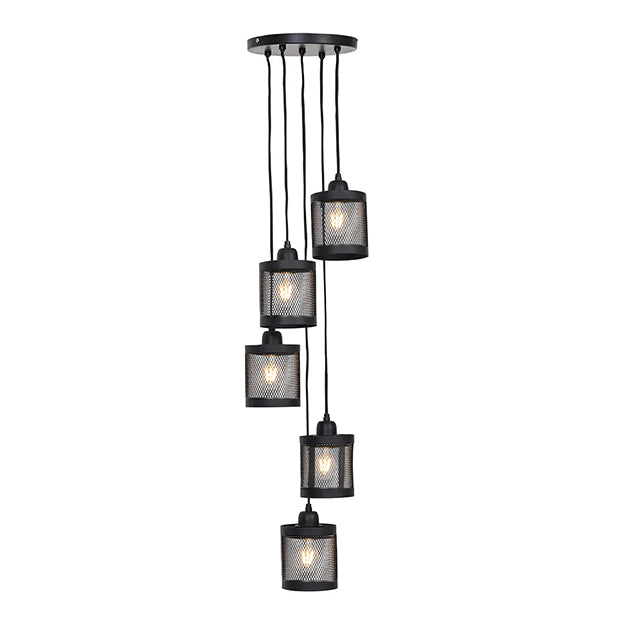 Lámpara colgante metal negro Ø26 cm 5 luces E27 - LLLC0424