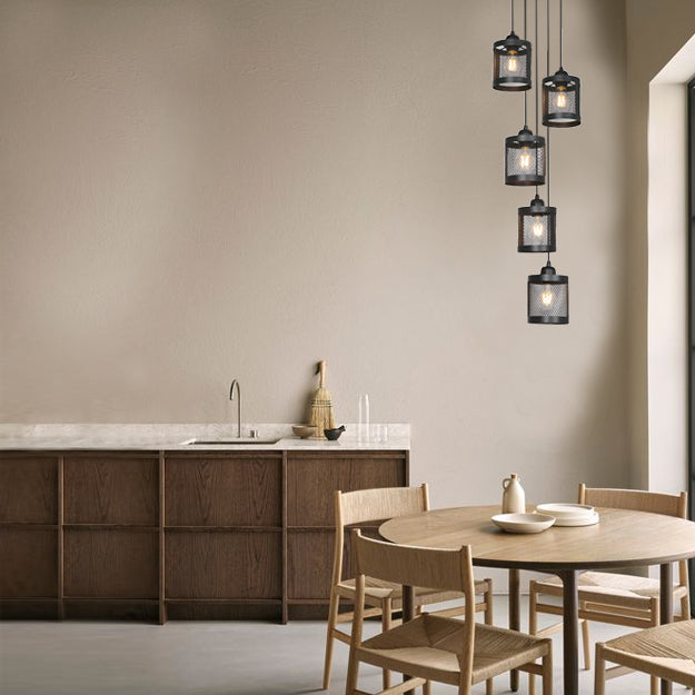 Lámpara colgante metal negro Ø26 cm 5 luces E27 - LLLC0424