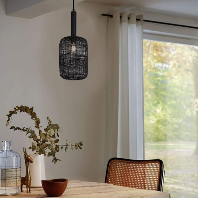 Lámpara colgante metal negro mate Ø22x55 cm E27 - LLLC0446
