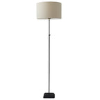 Lámpara de pie metal negro pantalla de tela detalles en bronce 16x1,66 cm E27 - LLLP0046