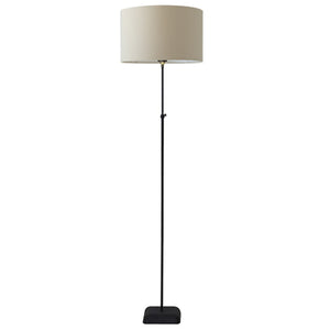 Lámpara de pie metal negro pantalla de tela detalles en bronce 16x1,66 cm E27 - LLLP0046