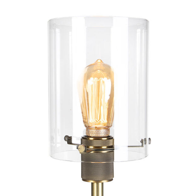 Lámpara de pie metal vidrio transparente bronce envejecido Ø25x1,52cm  E27 - LLLP0063