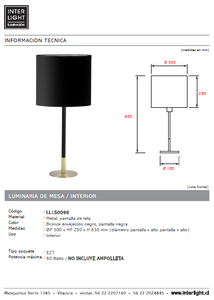 Lámpara sobremesa metal pantalla de tela bronce envejecido negro Ø30x25cm E27