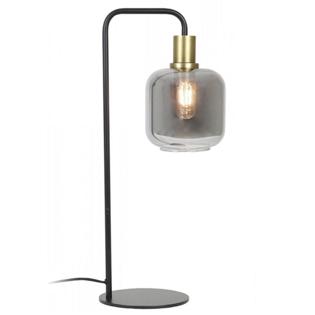 Lámpara sobremesa metal vidrio negro dorado humo Ø 18x58 cm E27 - LLLS0185