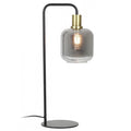 Lámpara sobremesa metal vidrio negro dorado humo Ø 18x58 cm E27 - LLLS0185
