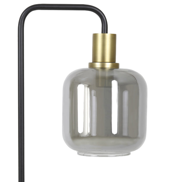 Lámpara sobremesa metal vidrio negro dorado humo Ø 18x58 cm E27 - LLLS0185