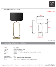 Cargar imagen en el visor de la galería, Lámapara sobremesa metal bronce 20x67 cm E27 - LLLS0223
