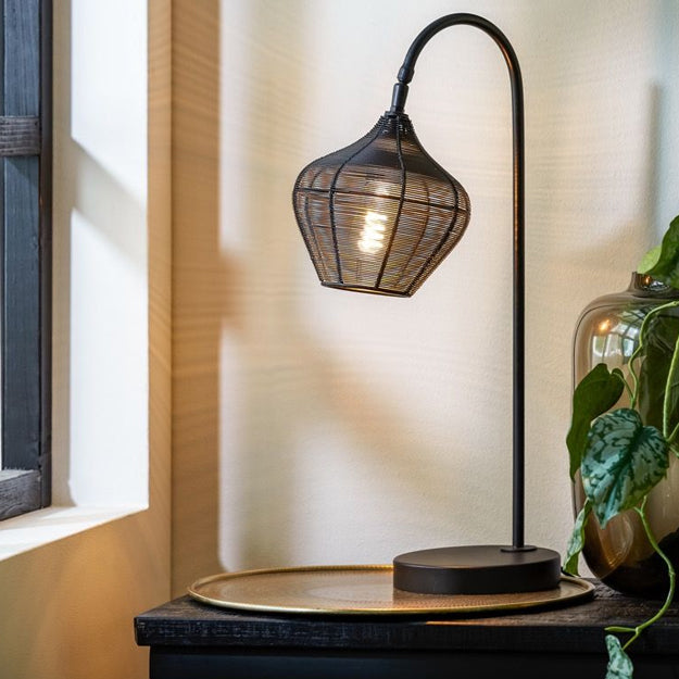 Lámpara sobremesa metal negro Ø 18x62 cm E27 - LLLS0231