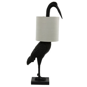 Lámpara sobre mesa resina negro pantalla blanca 16x29x77 cm E27 - LLLS0260