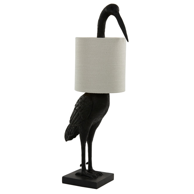 Lámpara sobre mesa resina negro pantalla blanca 16x29x77 cm E27 - LLLS0260