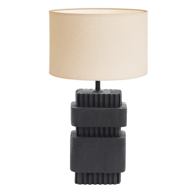 Lámpara sobremesa madera negro pantalla tela 16x12x51 cm E27 - LLLS0269