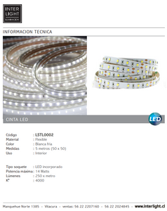 Cinta LED flexible luz neutra 14W 4000 K a pedido
