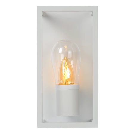 Apliqué metal blanco vidrio exterior IP 54 25 cm E14 - LUAP0044