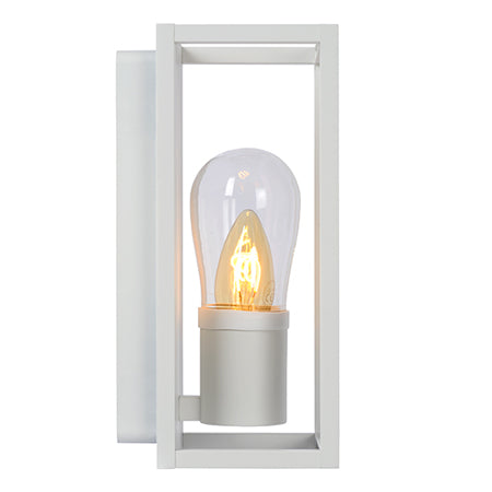 Apliqué metal blanco vidrio exterior IP 54 25 cm E14 - LUAP0044