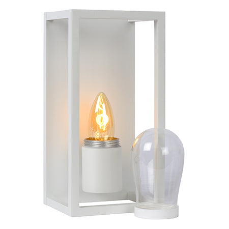 Apliqué metal blanco vidrio exterior IP 54 25 cm E14 - LUAP0044