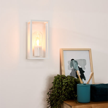 Apliqué metal blanco vidrio exterior IP 54 25 cm E14 - LUAP0044