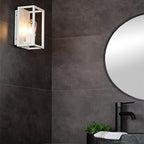 Apliqué metal blanco vidrio exterior IP 54 25 cm E14 - LUAP0044