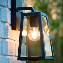 Cargar imagen en el visor de la galería, Aplique metal negro vidrio transparente 18x14,5x30,5 cm E27 - LUAP0045

