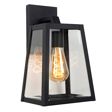 Aplique metal negro vidrio transparente 18x14,5x30,5 cm E27 - LUAP0045