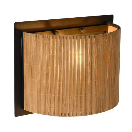 Apliqué ratan metal negro madera café 29x15x22 cm E27 - LUAP0064