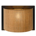 Apliqué ratan metal negro madera café 29x15x22 cm E27 - LUAP0064