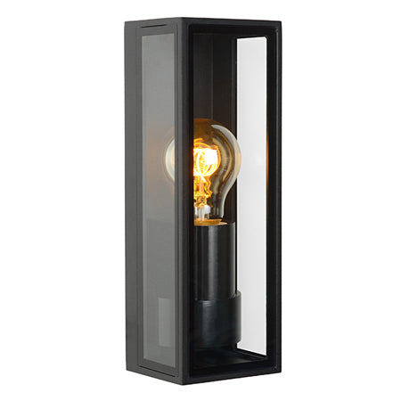 Apliqué metal vidrio negro exterior / interior largo 25,8 x 8,6 x 9 uhcm alto IP65 E27 - LUAP0068