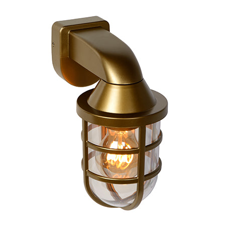 Apliqué metal vidrio dorado exterior IP 44 Ø 11,2x21,5 cm E27 - LUAP0076